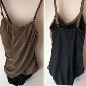 Venus Swim Bathing Suit 8 One Piece Brown Black